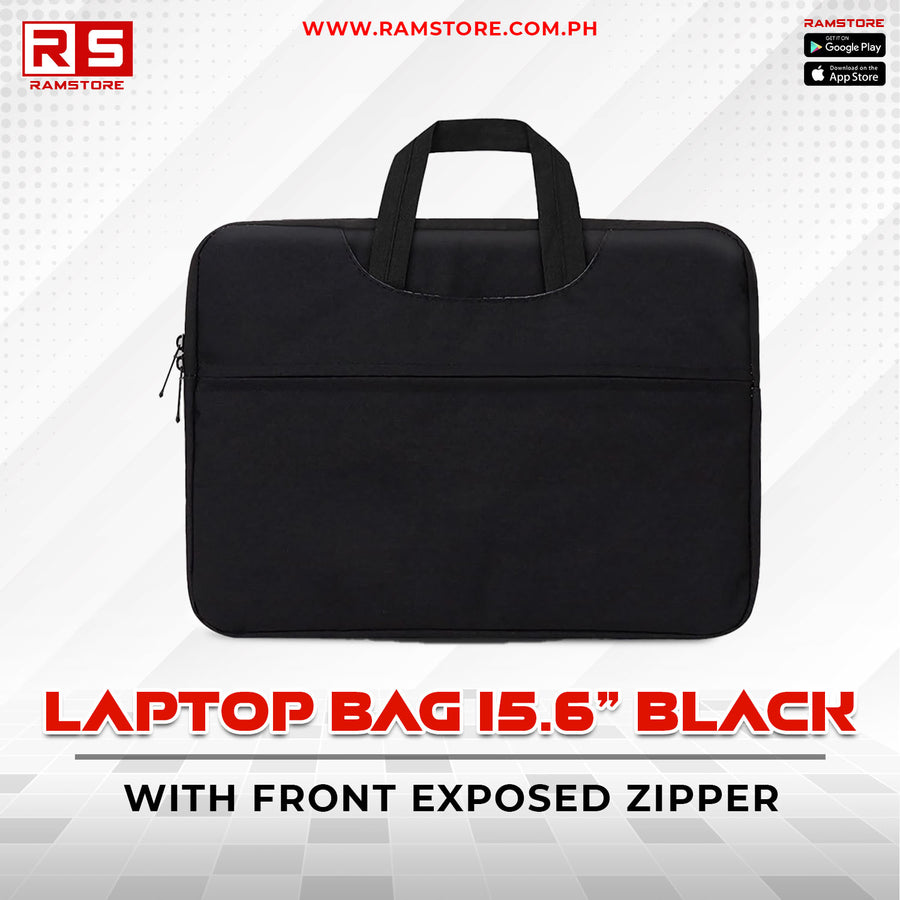 LPR Laptop Bag 15.6" Black With Front Exposed Zipper