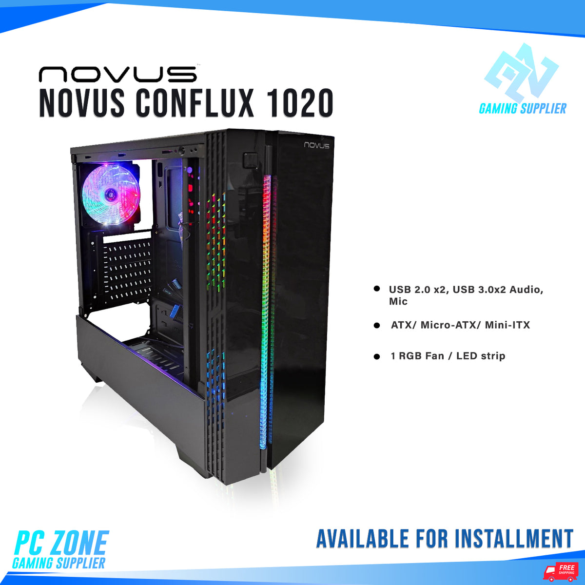 PCZ Case Novus Conflux 1020 (Black-Glass) – RAMSTORE