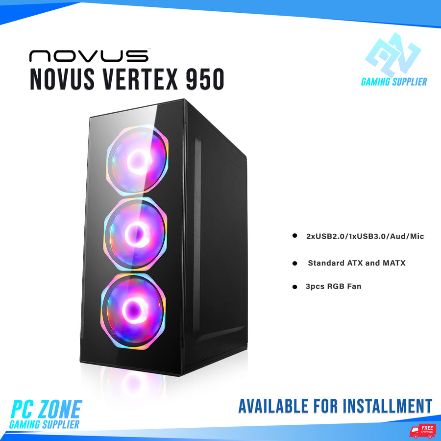 PCZ Case Novus Vertex 950 (Black-Glass) – RAMSTORE