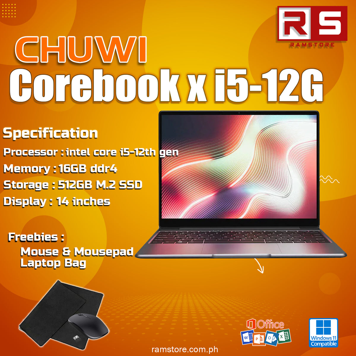 CHUWI CoreBOOK X Intel Core i5-1235U Windows 11 Laptop 16GB RAM 512GB SSD