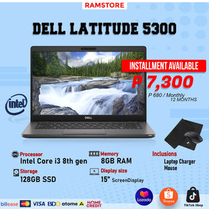 LPR Laptop Dell Latitude 5300 Intel i3-8th Gen / 8gb DDR4 / 128gb SSD / Non-touch Promo